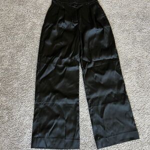 Abercrombie & Fitch Satin Pants (pleated, black, wide leg, trouser)